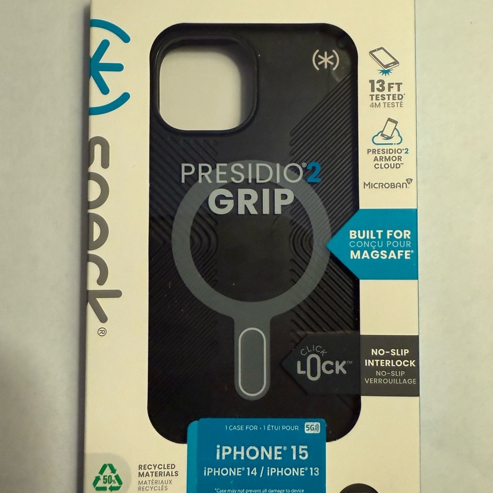 Speck Presidio2 Grip Black Case for iPhone 15/14/13